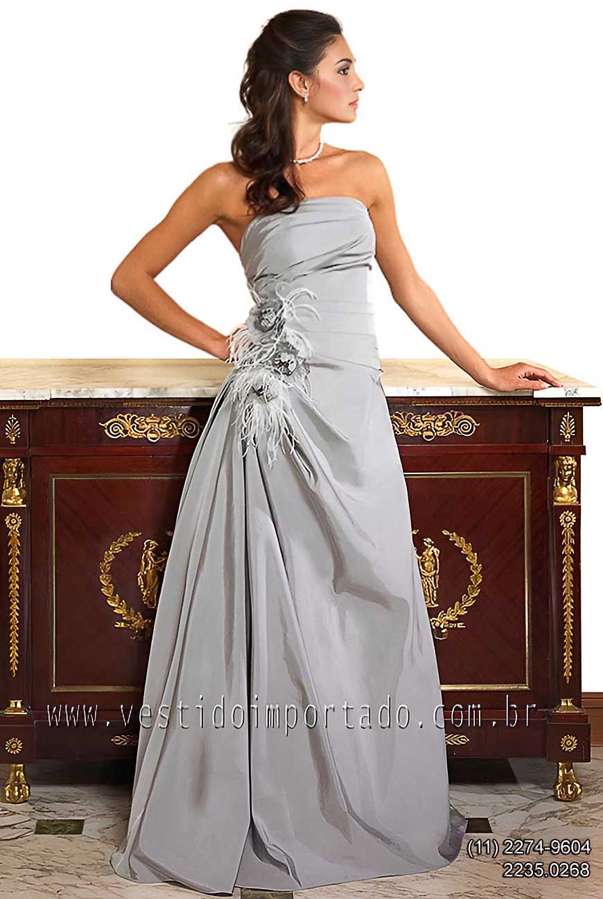 vestido de festa em tafetá chumbo, Bodas de Prata em São Paulo