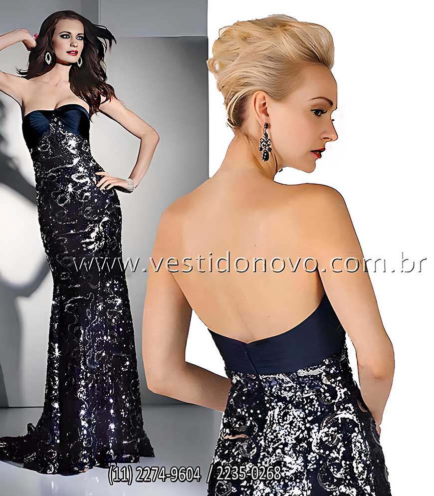 vestido para bodas de prata, azul marinho e prata, todo em pedraria e brilho, São Paulo