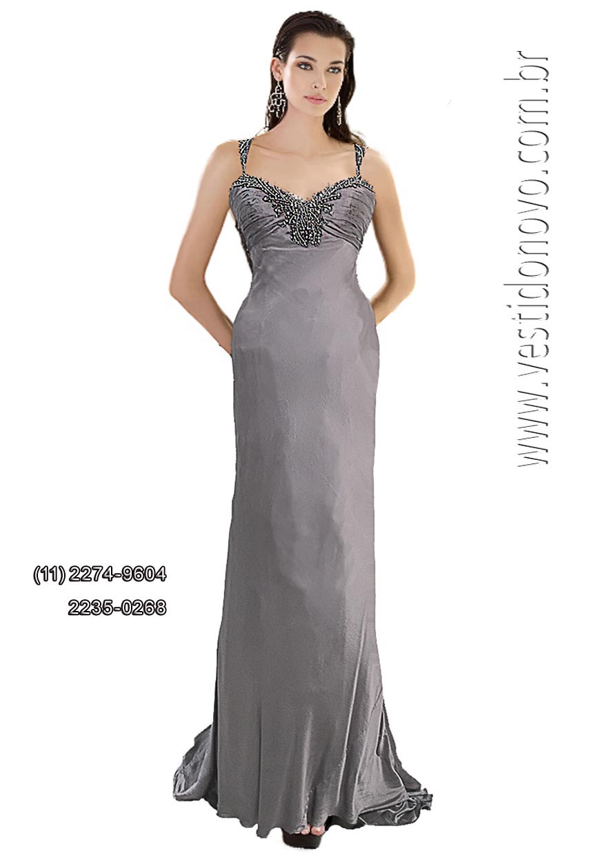 Vestido de festa cinza chumbo, bodas de prata, em São Paulio