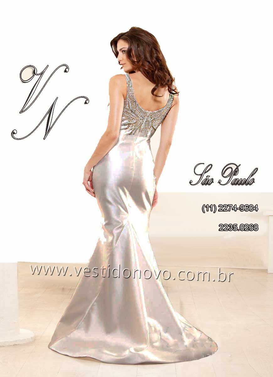 vestido prateado, Bodas de Prata, em zibeline importado, São Paulo