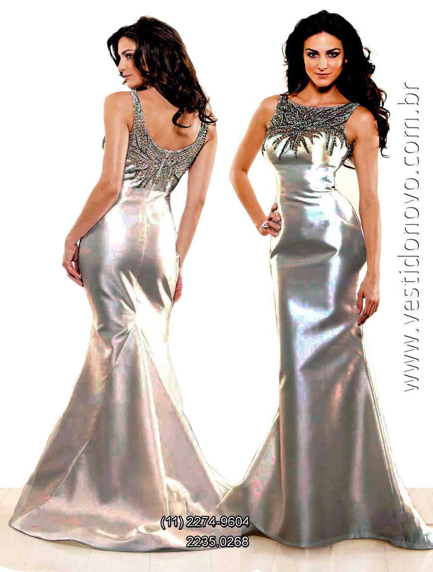 vestido prateado, Bodas de Prata, em zibeline importado, São Paulo