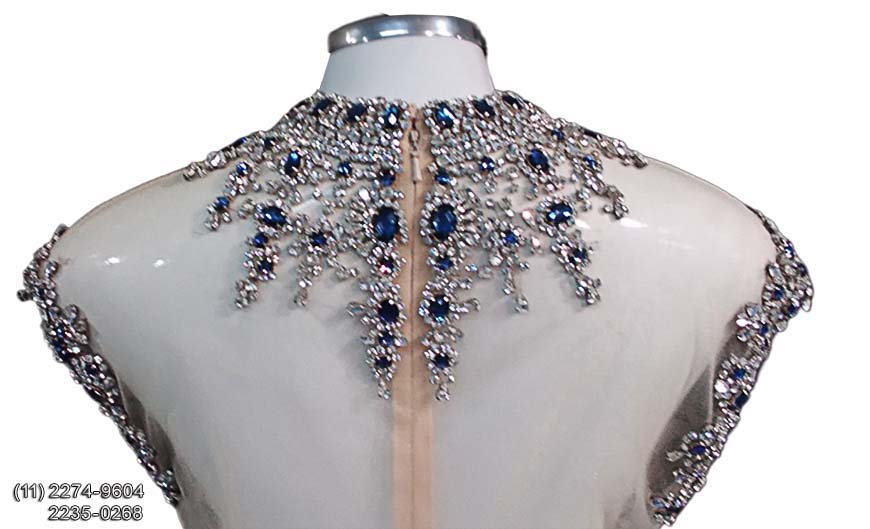 vestido bodas de prata, azul royal, com brilho e pedraria, São Paulo, sp