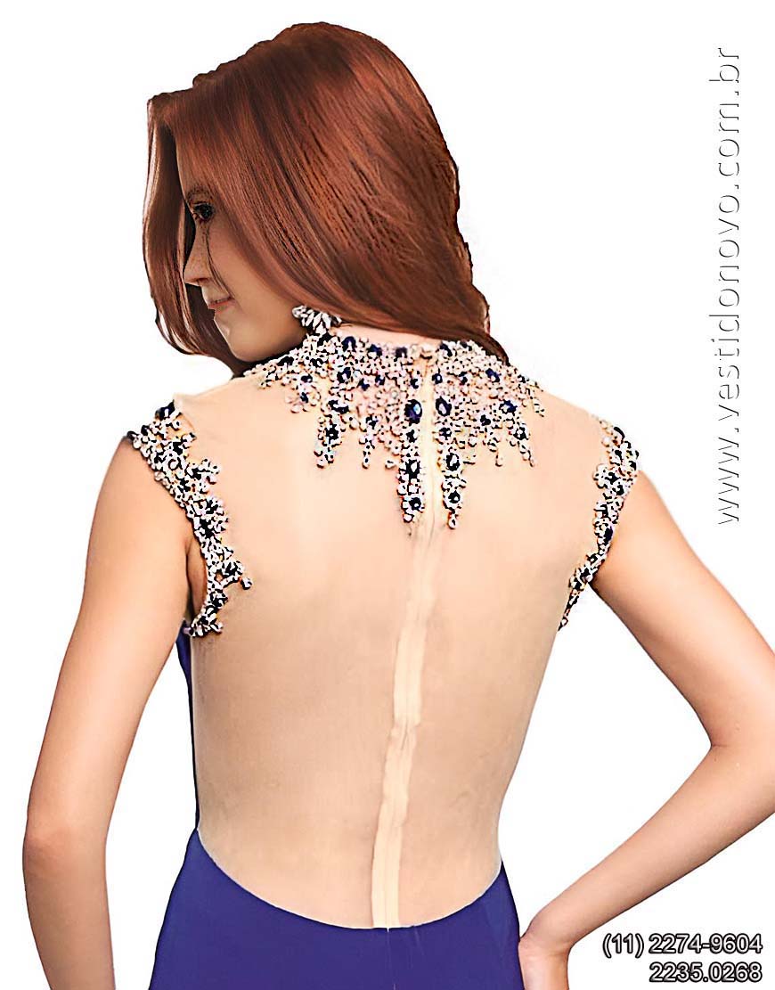 vestido bodas de prata, azul royal, com brilho e pedraria, São Paulo, sp